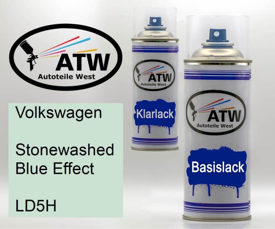 Volkswagen, Stonewashed Blue Effect, LD5H: 400ml Sprühdose + 400ml Klarlack - Set, von ATW Autoteile West.